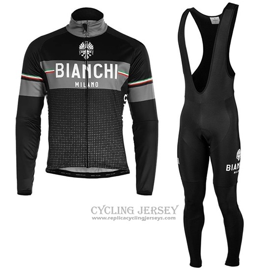 2019 Cycling Jersey Bianchi Milano Xd Black Gray Long Sleeve And Bib Tight